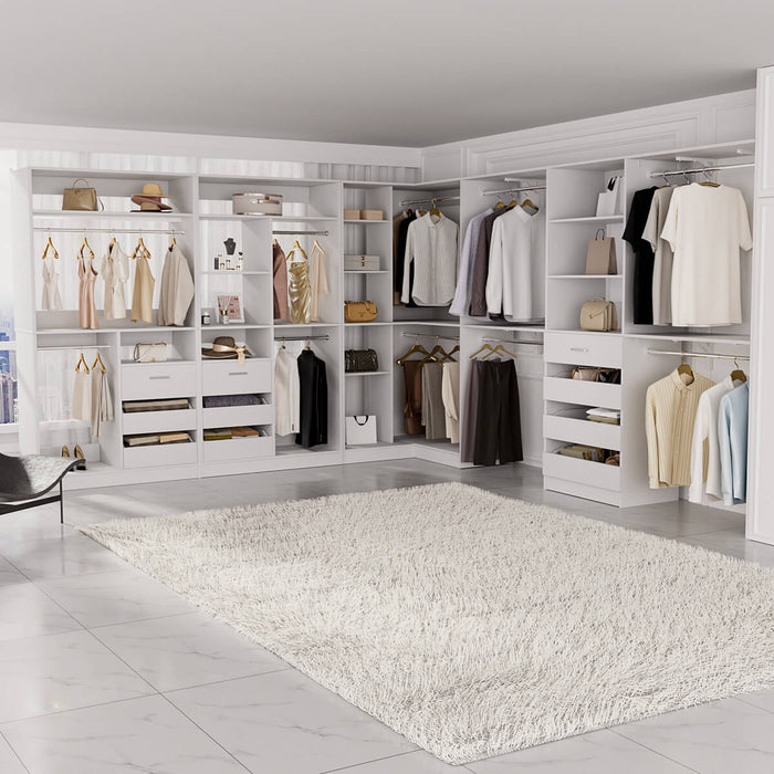 Walk-In Closet Organizer System with Corner, 4 Sets, 72-204 Inch Adjustable