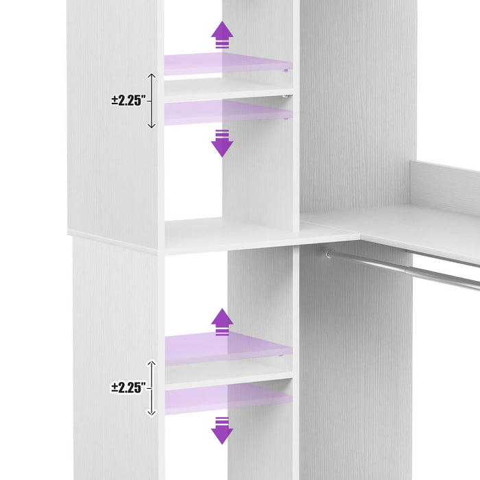 95'' - 132'' Closet System with Drawers, Shelves & Corner Closet, Set of 3