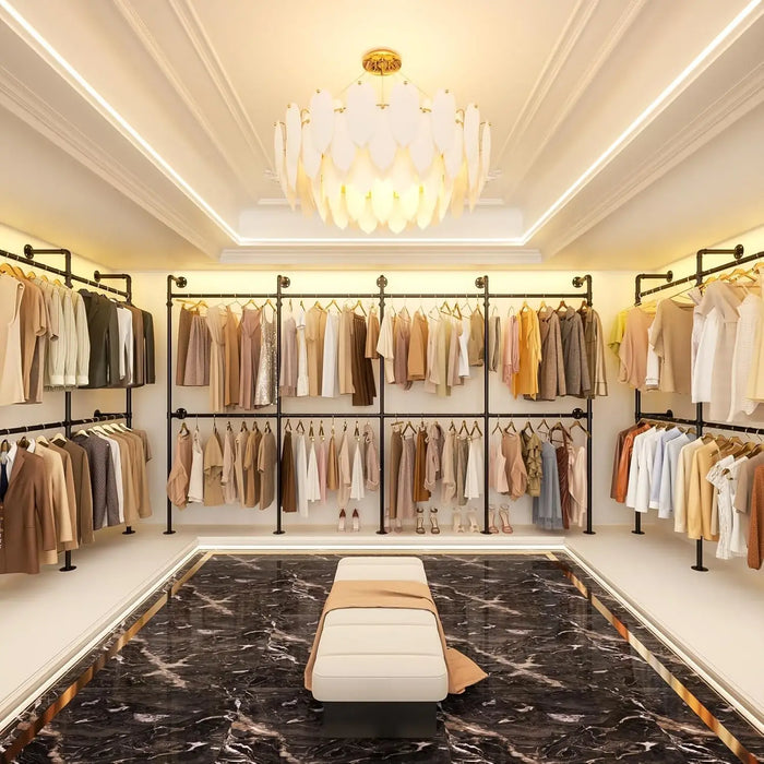 3.5 - 13 FT Wall Mounted Industrial Metal Pipe Clothing Rack, Reversible