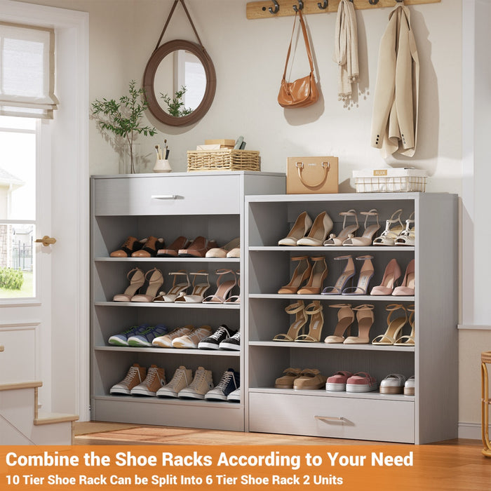 8-Tier Tall Shoe Rack with 2 Drawers