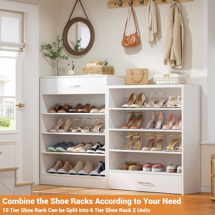 8-Tier Tall Shoe Rack with 2 Drawers