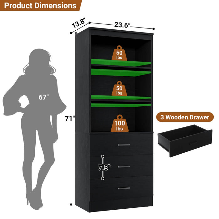23.6" Wooden Closet Drawers System, with 3 Wooden Drawers