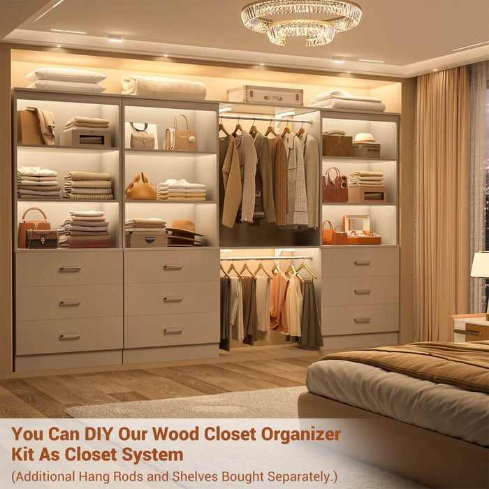 23.6" Wooden Closet Drawers System with 3 Wooden Drawers, Set of 3