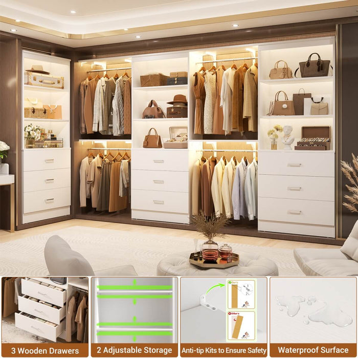 23.6" Wooden Closet Drawers System with 3 Wooden Drawers, Set of 3