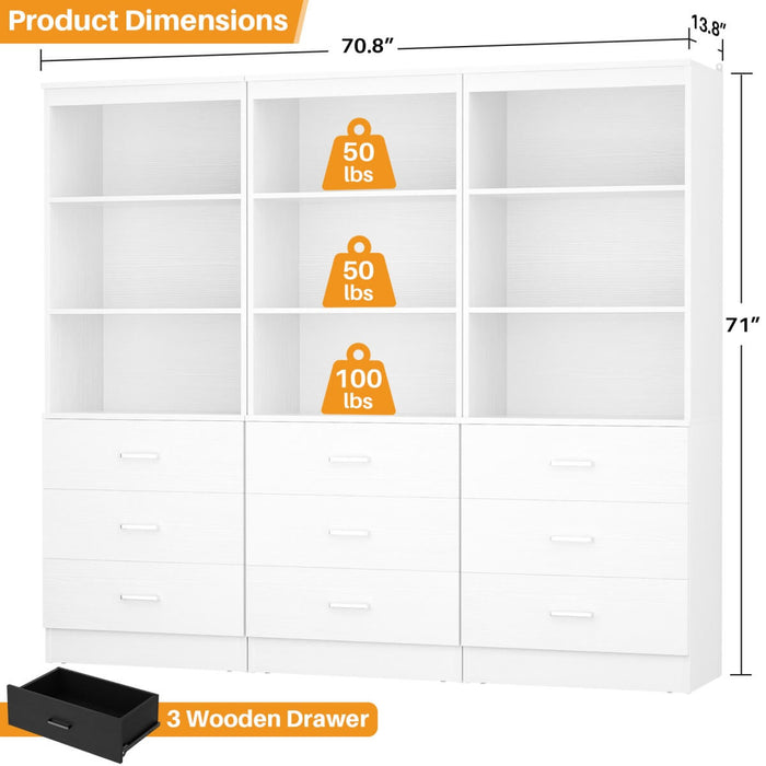 23.6" Wooden Closet Drawers System with 3 Wooden Drawers, Set of 3