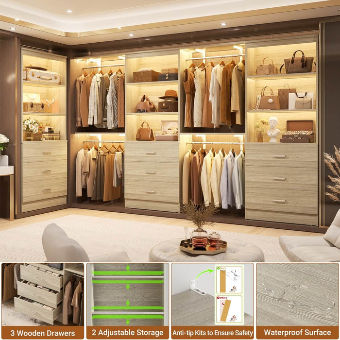 23.6" Wooden Closet Drawers System with 3 Wooden Drawers, Set of 3