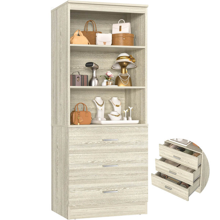 23.6" Wooden Closet Drawers System, with 3 Wooden Drawers