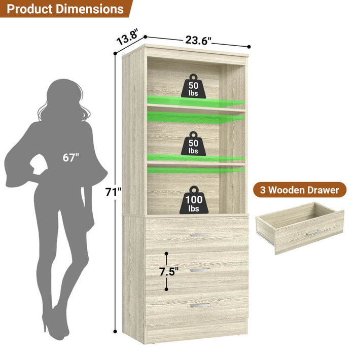 23.6" Wooden Closet Drawers System, with 3 Wooden Drawers