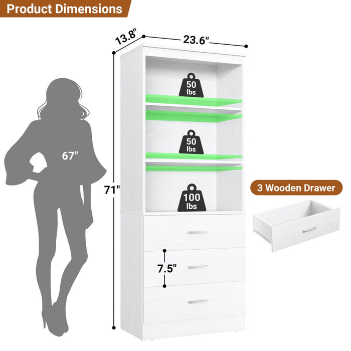 23.6" Wooden Closet Drawers System, with 3 Wooden Drawers