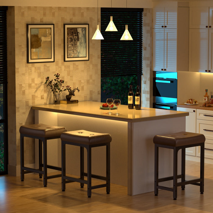 Bar Stools, 24 Inch Counter Height Stools Saddle Stool, 350 LBS Capacity