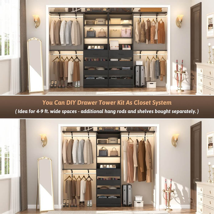 80'' High Walk in Closet Organizer System with 4 Drawers