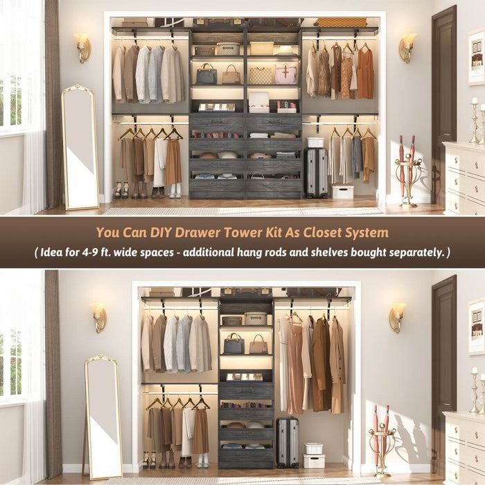 80'' High Walk in Closet Organizer System with 4 Drawers