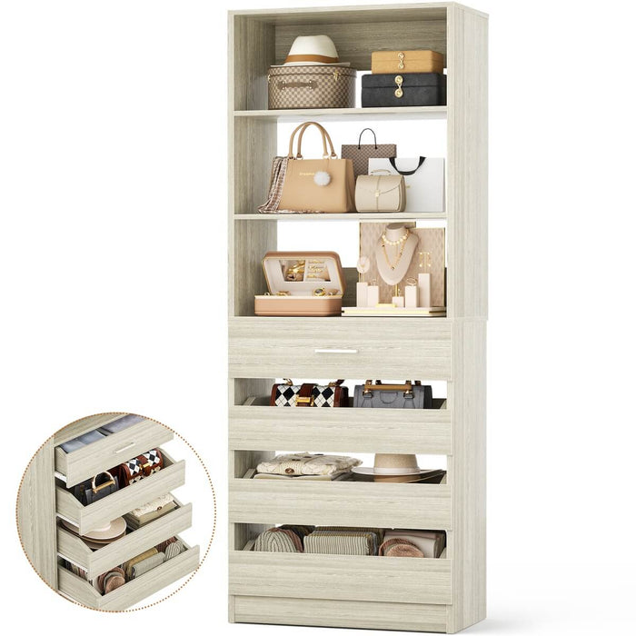 80'' High Walk in Closet Organizer System with 4 Drawers
