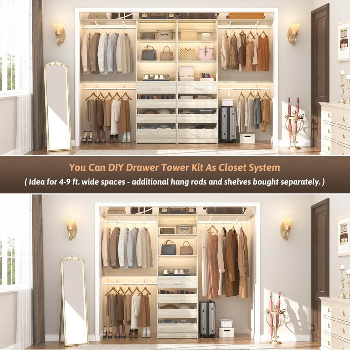 80'' High Walk in Closet Organizer System with 4 Drawers