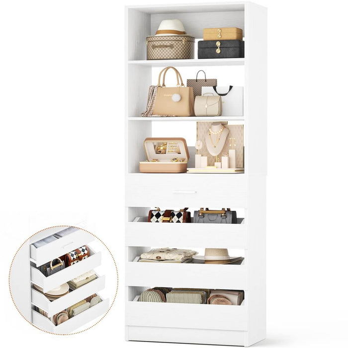 80'' High Walk in Closet Organizer System with 4 Drawers