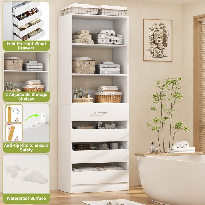 80'' High Walk in Closet Organizer System with 4 Drawers