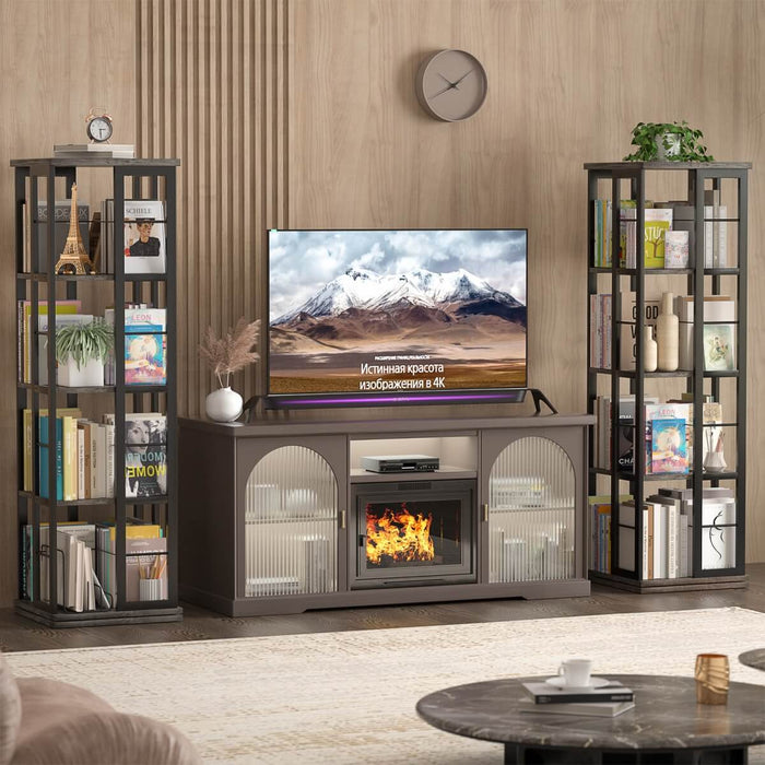 4-Tier Rotating Bookshelf, 360 Display Wood Spinning Bookshelf for Home & Office