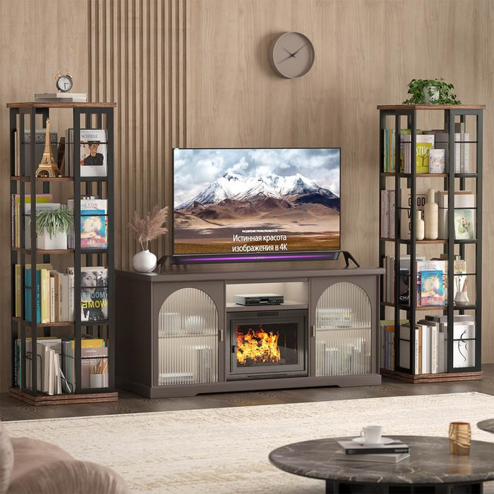 4-Tier Rotating Bookshelf, 360 Display Wood Spinning Bookshelf for Home & Office