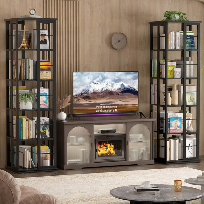 5-Tier Rotating Bookshelf, 360 Display Wood Spinning Bookshelves