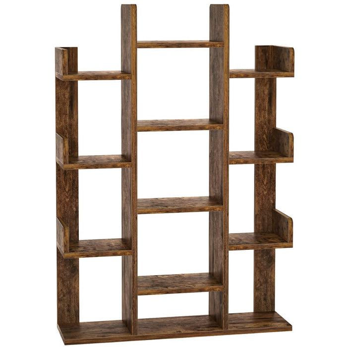 Tree-Shaped Wooden Bookcase Organization Shelf with 13 Compartments