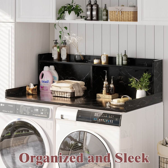 2-Tier Washer and Dryer Countertop with Power Outlets and LED Lights