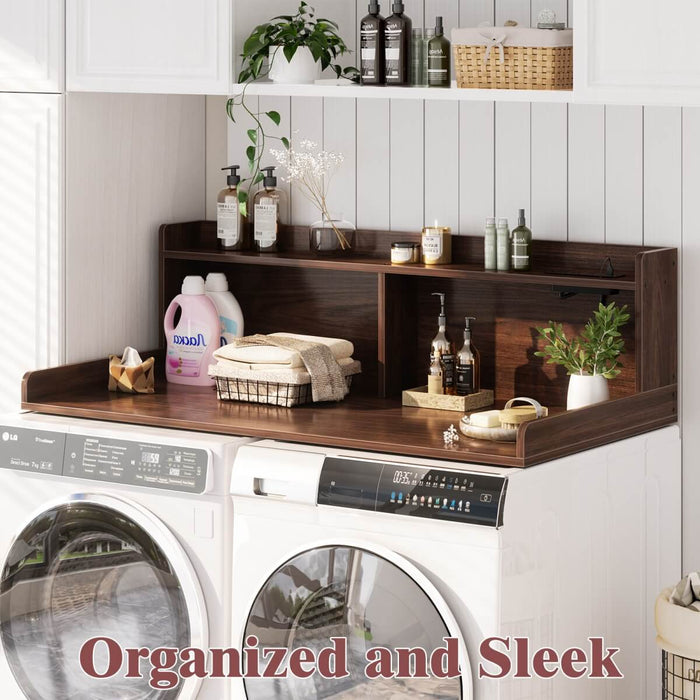 2-Tier Washer and Dryer Countertop with Power Outlets and LED Lights