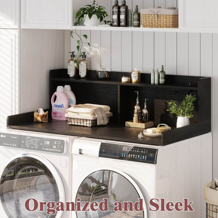 2-Tier Washer and Dryer Countertop with Power Outlets and LED Lights