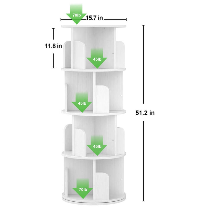 4-Tier Wooden 360 Rotating Bookshelf, Book Organizer Shelf Tower