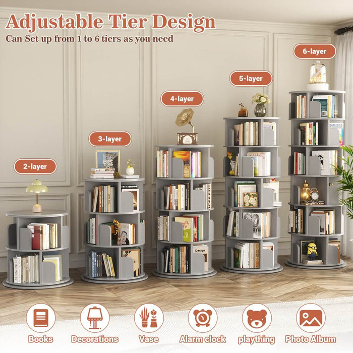 Round 6 Tier 360° Rotating Bookshelf