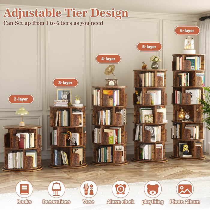 Round 6 Tier 360° Rotating Bookshelf