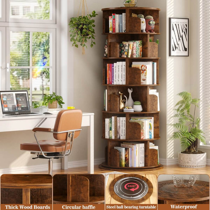 Round 6 Tier 360° Rotating Bookshelf