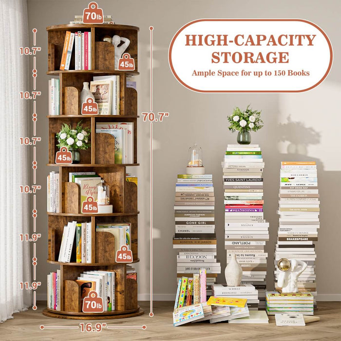 Round 6 Tier 360° Rotating Bookshelf