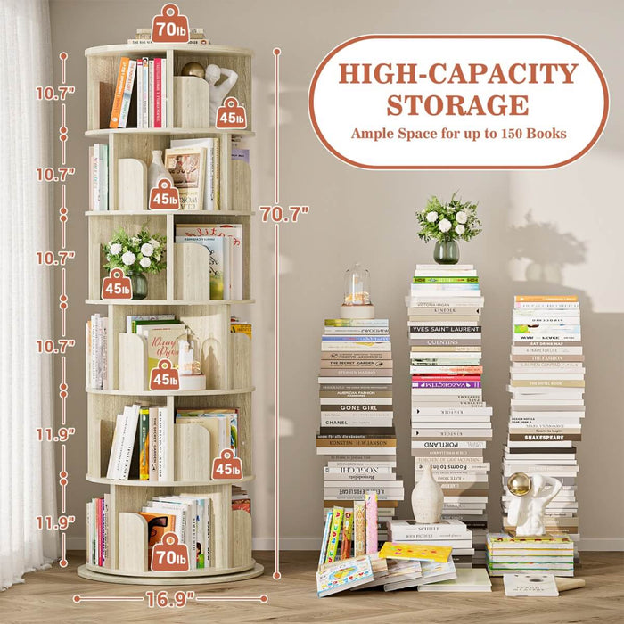 Round 6 Tier 360° Rotating Bookshelf