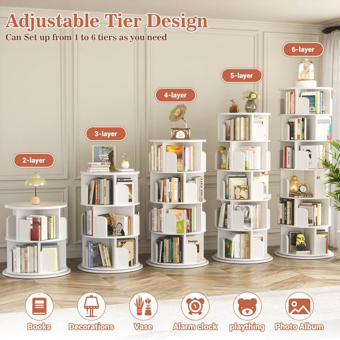 Round 6 Tier 360° Rotating Bookshelf