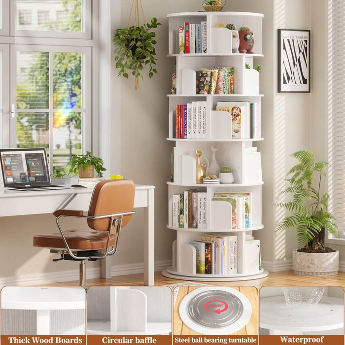 Round 6 Tier 360° Rotating Bookshelf