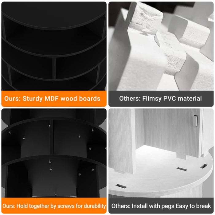 5-Tier Wooden Rotating Shoe Rack, Spinning Shoe Storage Tower