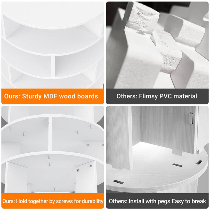 5-Tier Wooden Rotating Shoe Rack, Spinning Shoe Storage Tower