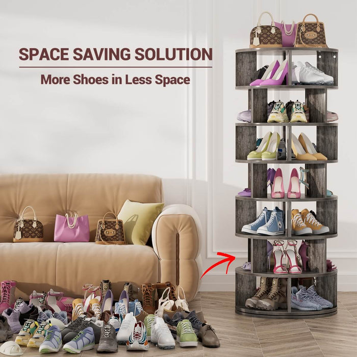 7-Tier Rotating Shoe Rack Tower, Spinning Shoe Storage Organizer Rack