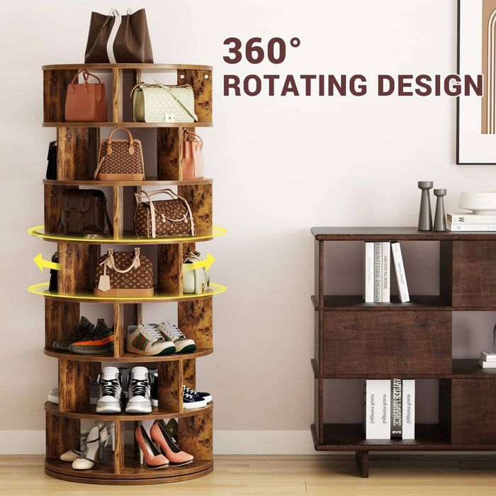 7-Tier Rotating Shoe Rack Tower, Spinning Shoe Storage Organizer Rack