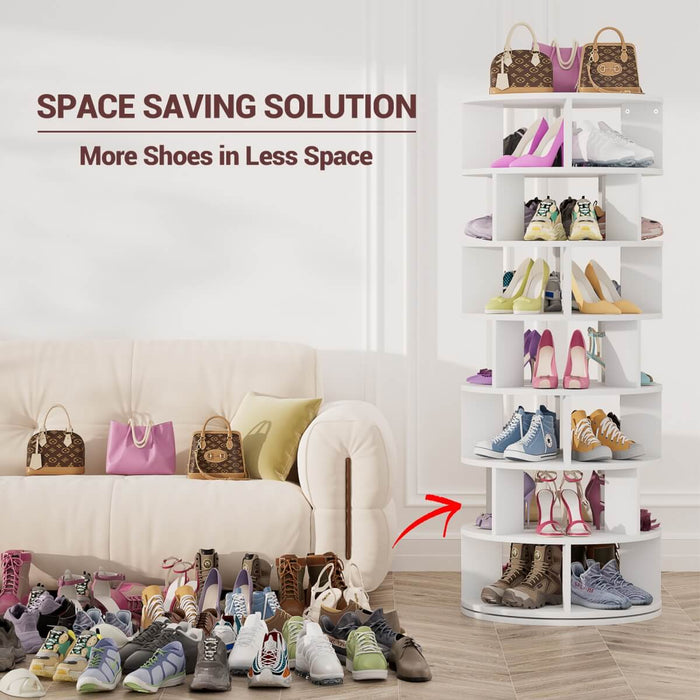 7-Tier Rotating Shoe Rack Tower, Spinning Shoe Storage Organizer Rack
