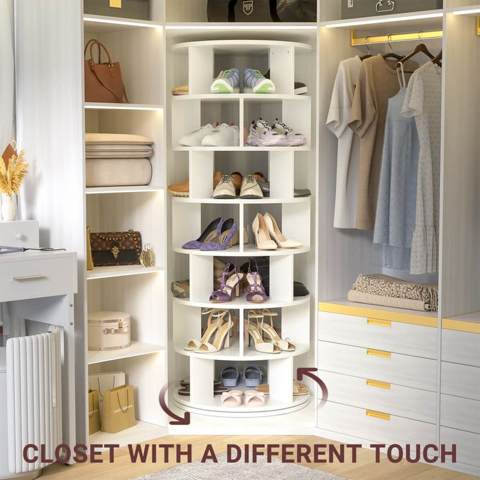 7-Tier Rotating Shoe Rack Tower, Spinning Shoe Storage Organizer Rack
