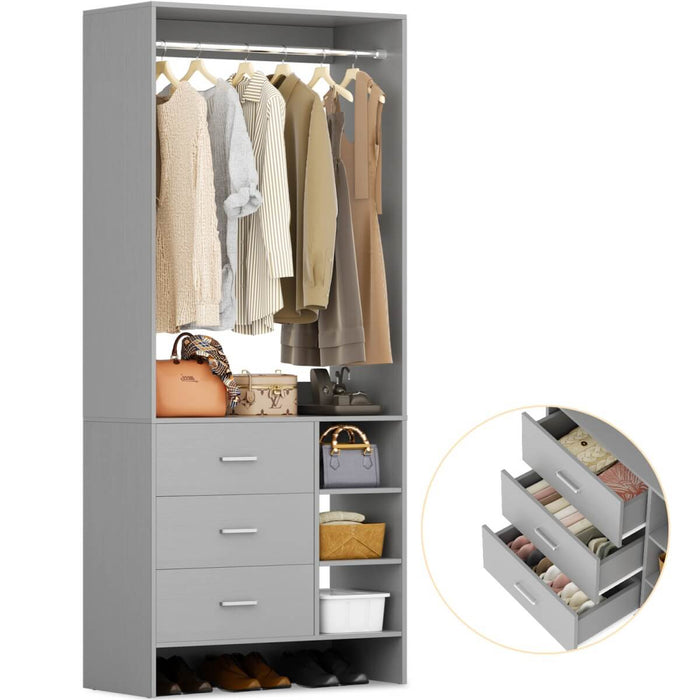 2.5FT Walk in Closet System with 3 Drawers & 1 Hanging Rod