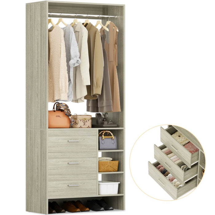 2.5FT Walk in Closet System with 3 Drawers & 1 Hanging Rod
