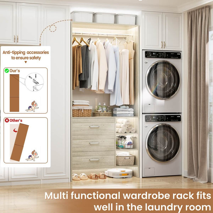 2.5FT Walk in Closet System with 3 Drawers & 1 Hanging Rod