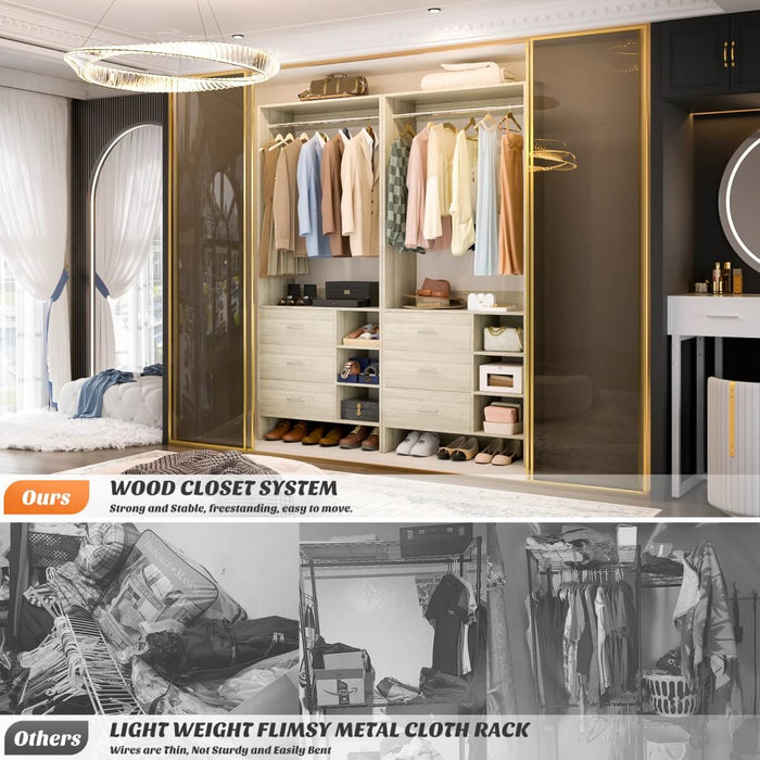 2.5FT Walk in Closet System with 3 Drawers & 1 Hanging Rod