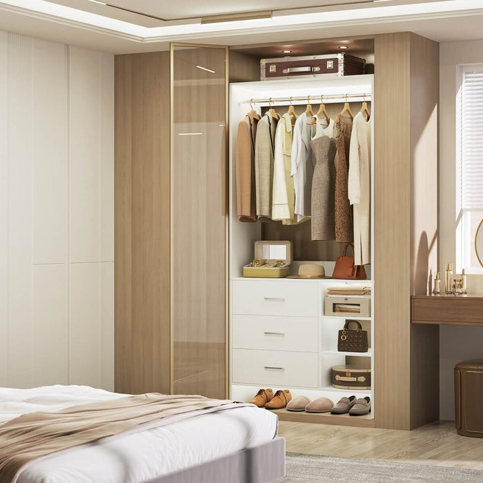 2.5FT Walk in Closet System with 3 Drawers & 1 Hanging Rod