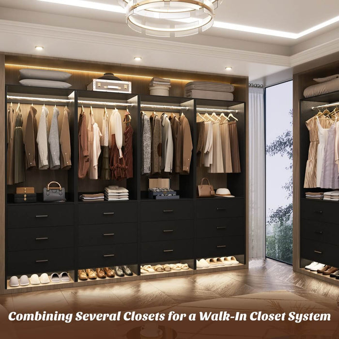 24'' Closet System with 3 Wooden Drawers & 1 Hanging Rod
