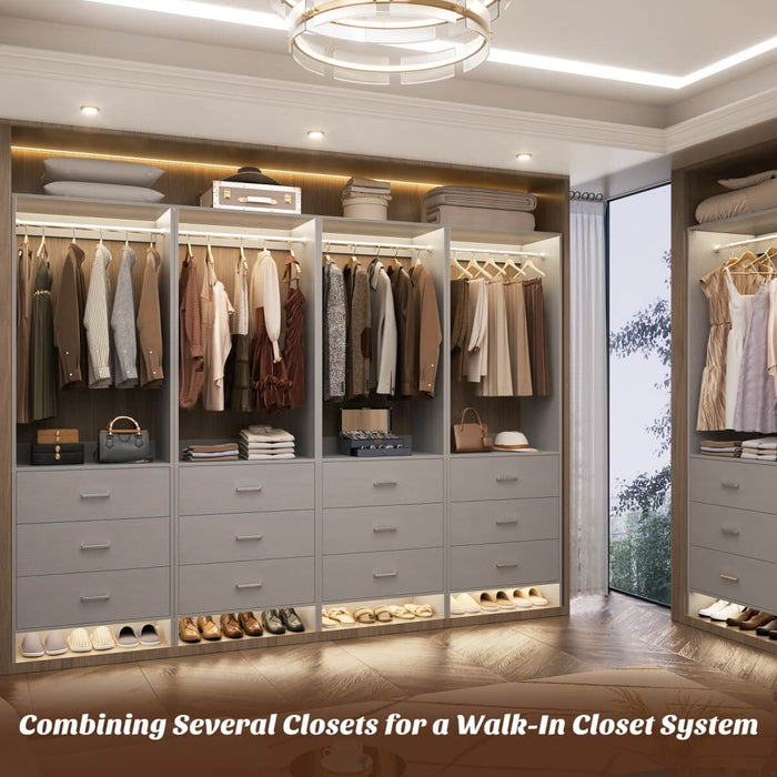 24'' Closet System with 3 Wooden Drawers & 1 Hanging Rod