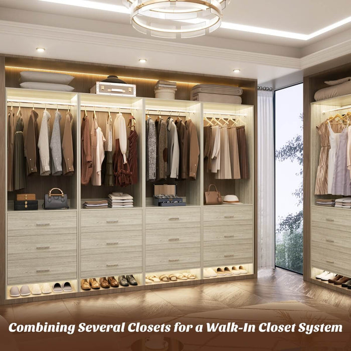 24'' Closet System with 3 Wooden Drawers & 1 Hanging Rod