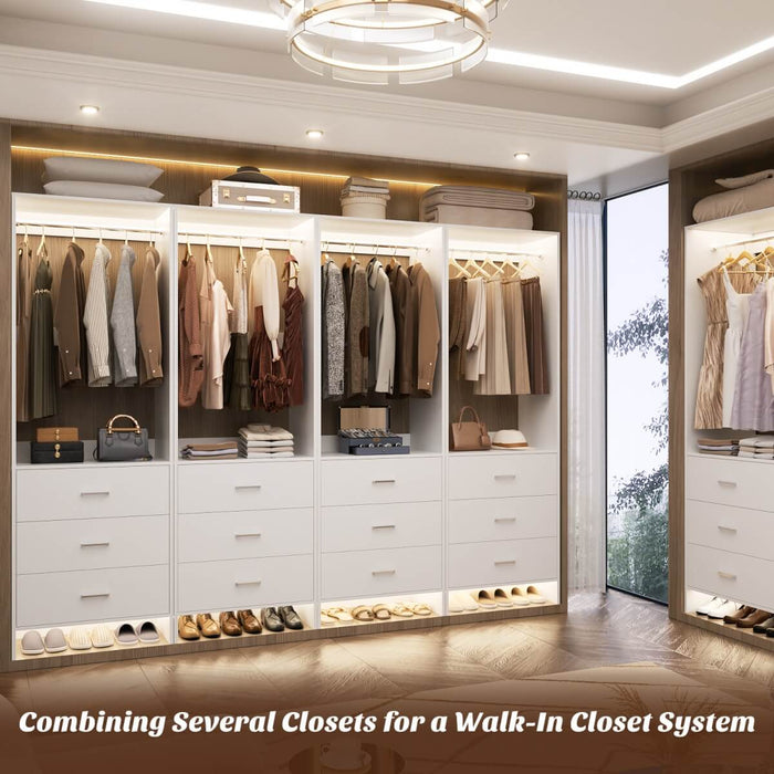 24'' Closet System with 3 Wooden Drawers & 1 Hanging Rod
